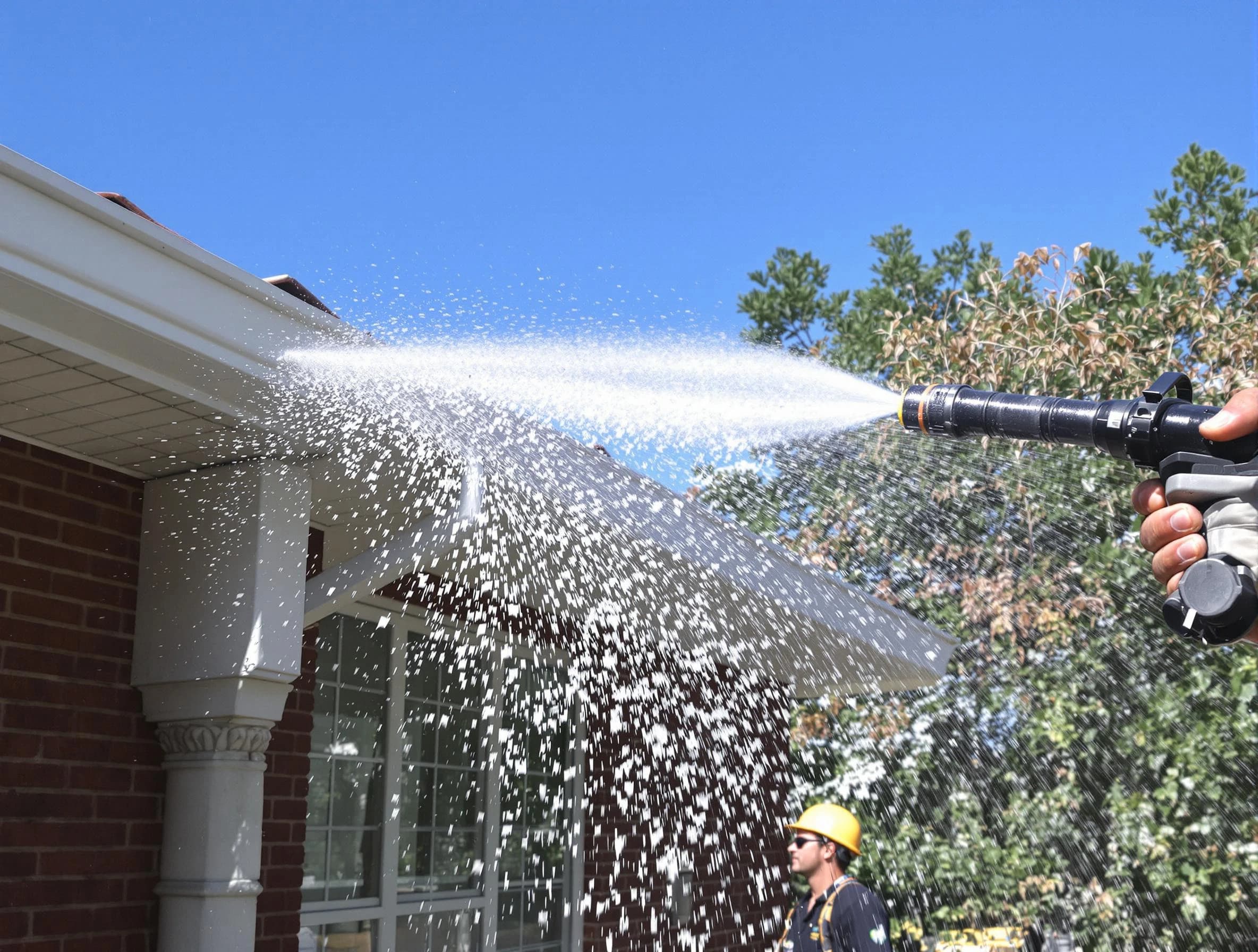 Cleared downspout by Warrensville Heights Roofing Company ensuring unrestricted flow in Warrensville Heights, OH