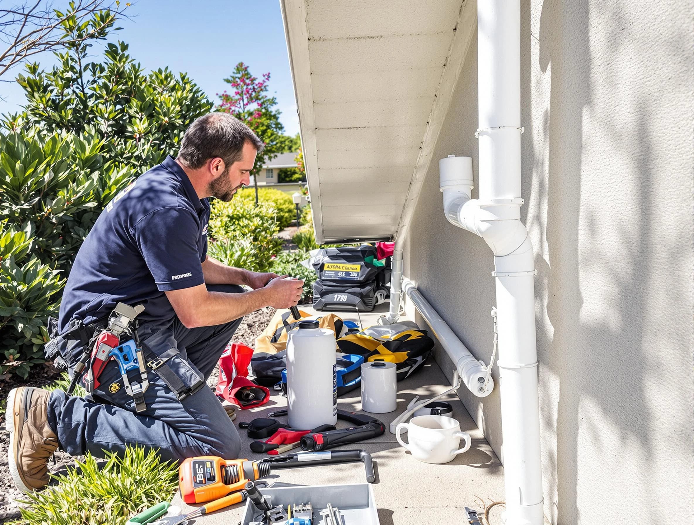 Warrensville Heights Roofing Company expert fixing a downspout in Warrensville Heights, OH