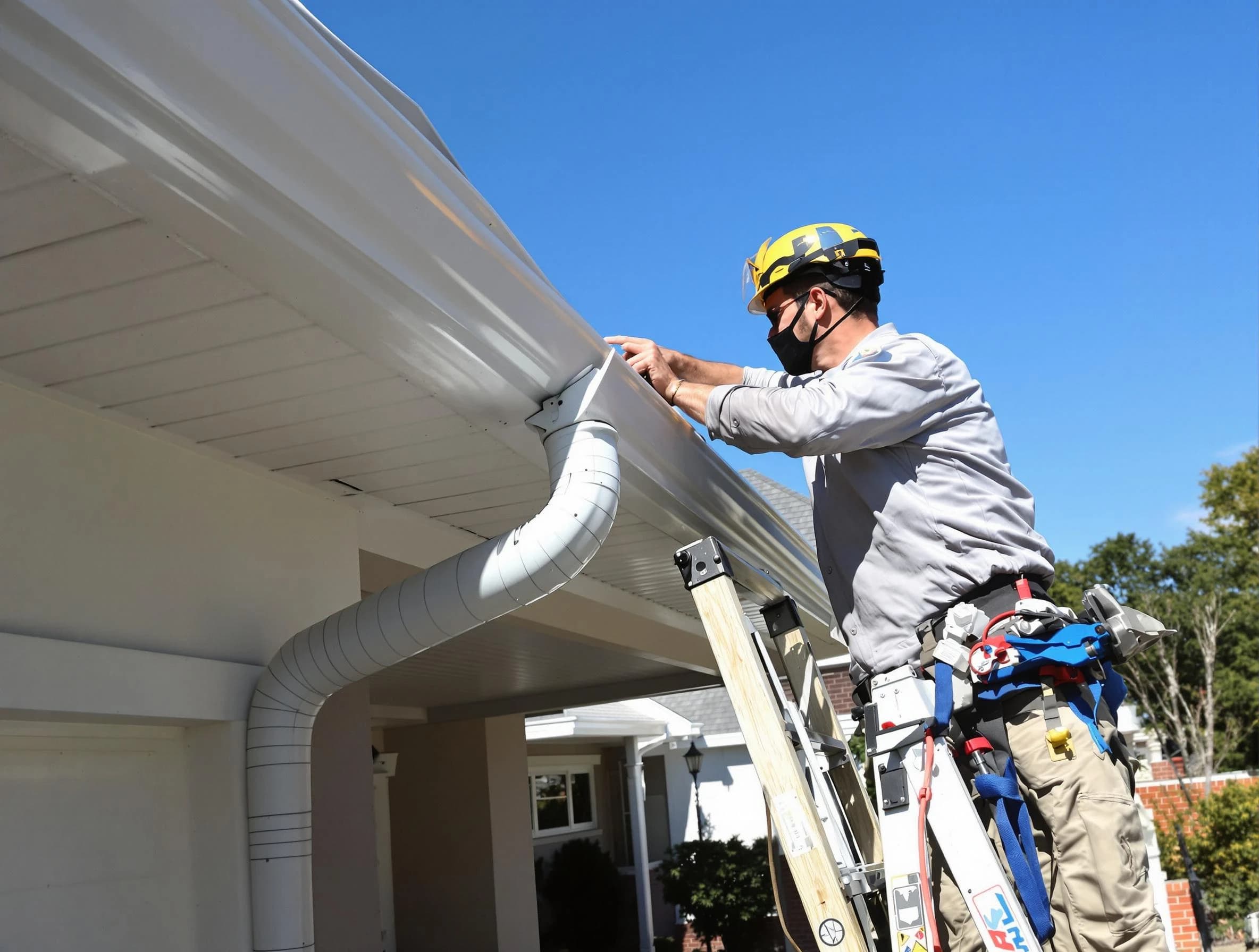 Close-up on a freshly sealed gutter joint by Warrensville Heights Roofing Company in Warrensville Heights, OH