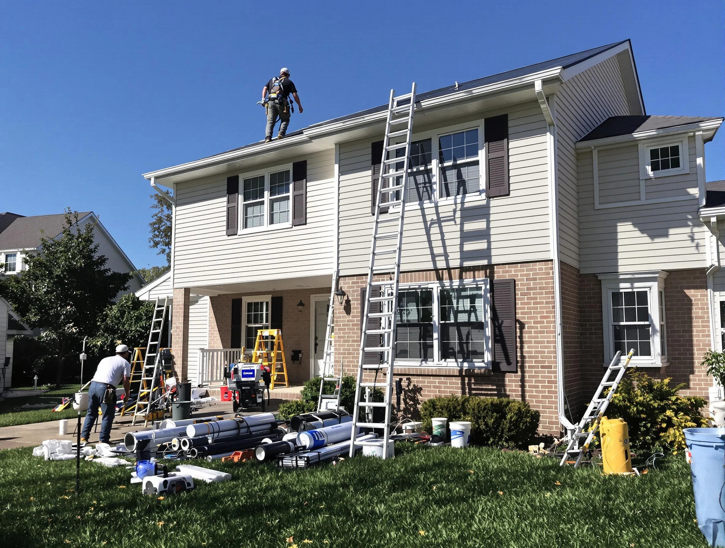 Warrensville Heights Roofing Company completing a gutter replacement in Warrensville Heights, OH