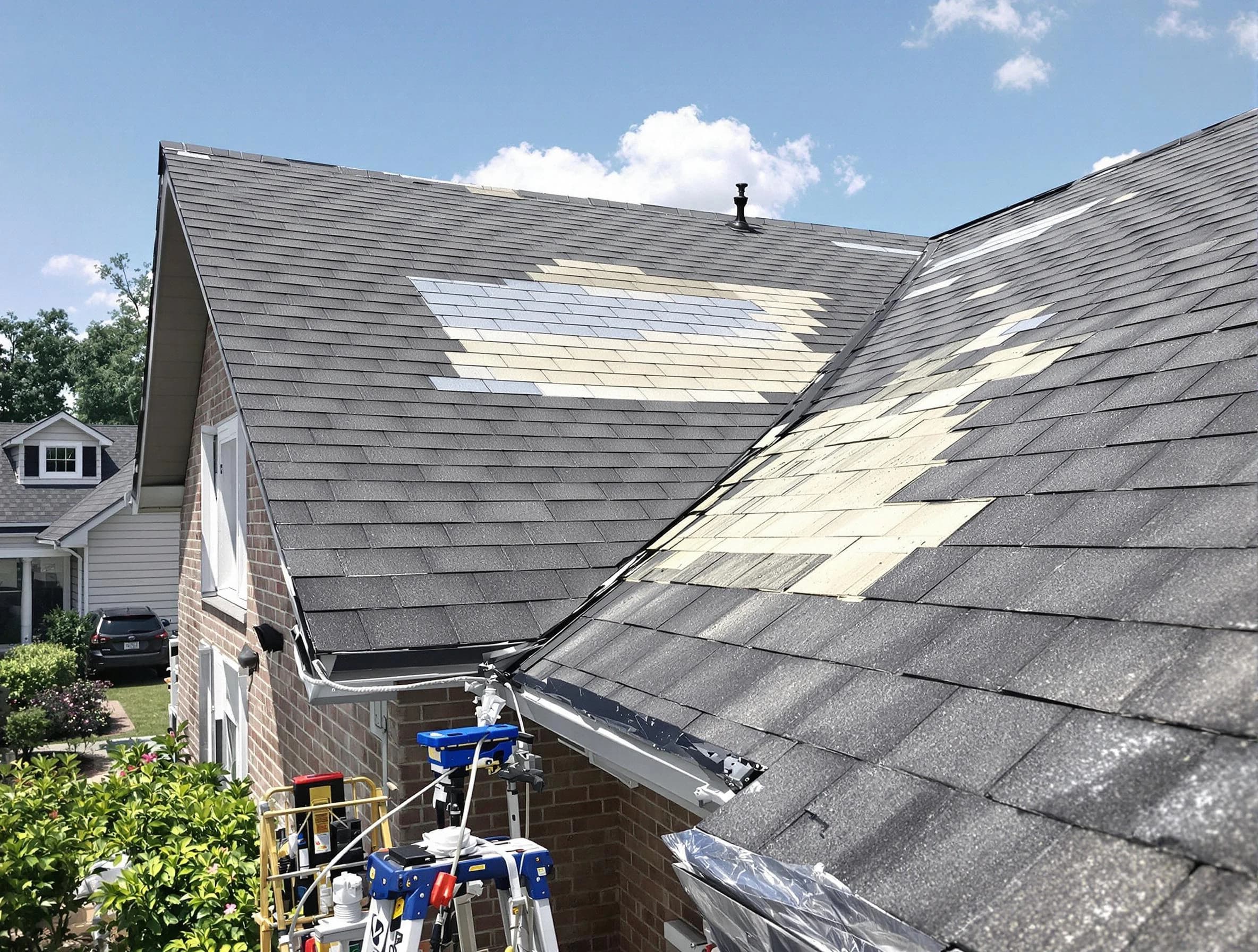 Close-up of roof repairs by Warrensville Heights Roofing Company in Warrensville Heights, OH