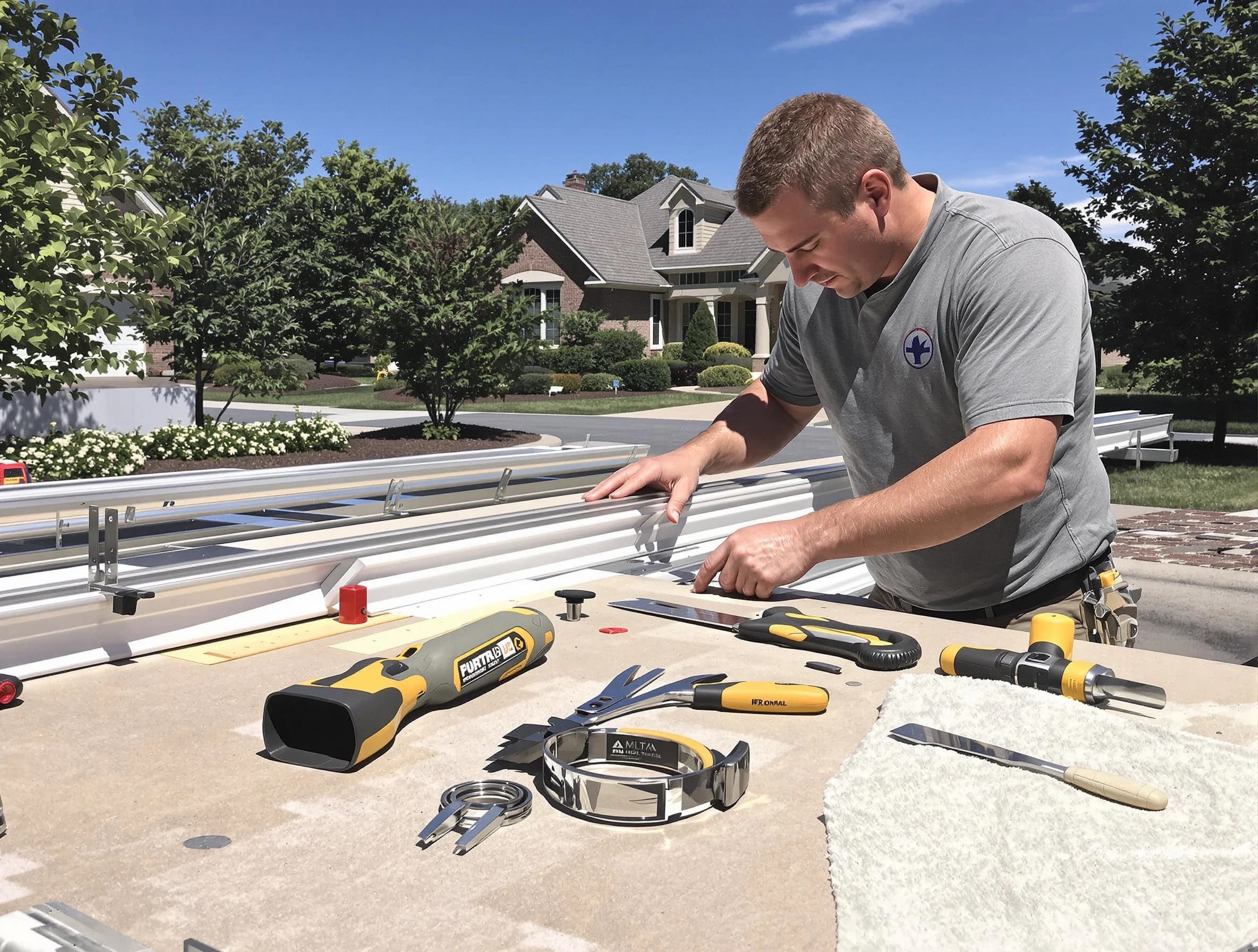 Freshly installed seamless gutter by Warrensville Heights Roofing Company in Warrensville Heights, OH